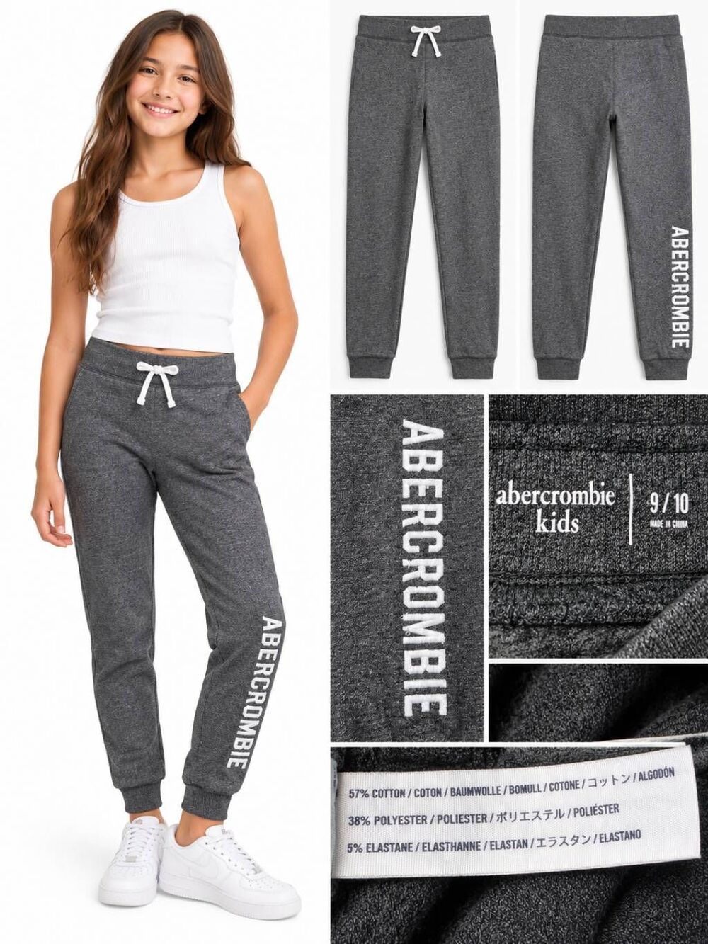 Abercrombie Kids Gray Jogger Sweatpants Youth 9/10